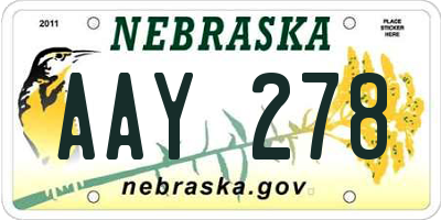 NE license plate AAY278