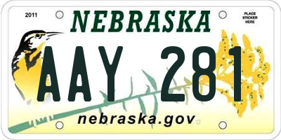 NE license plate AAY281