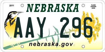 NE license plate AAY296