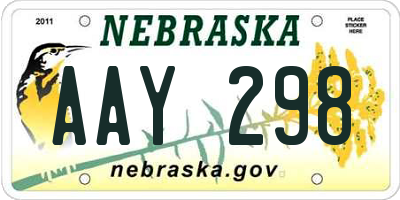 NE license plate AAY298