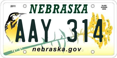 NE license plate AAY314