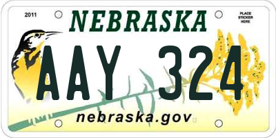NE license plate AAY324