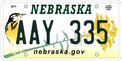 NE license plate AAY335