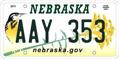 NE license plate AAY353