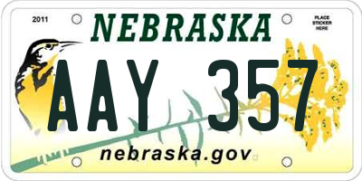 NE license plate AAY357