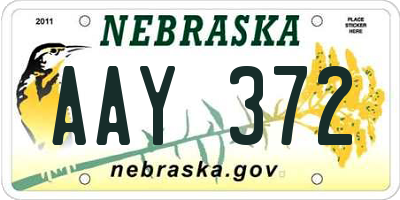 NE license plate AAY372
