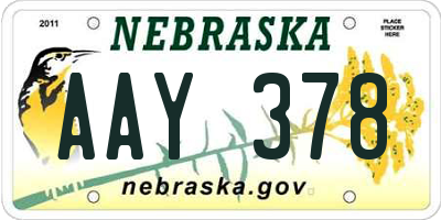 NE license plate AAY378