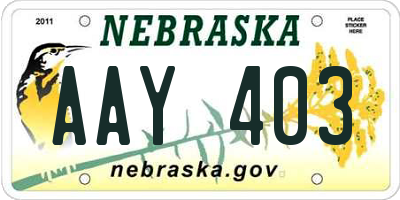 NE license plate AAY403