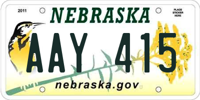 NE license plate AAY415