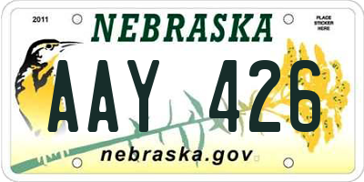 NE license plate AAY426