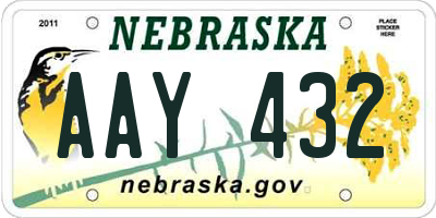 NE license plate AAY432
