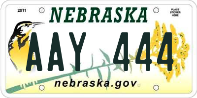 NE license plate AAY444