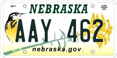 NE license plate AAY462