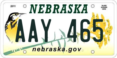 NE license plate AAY465