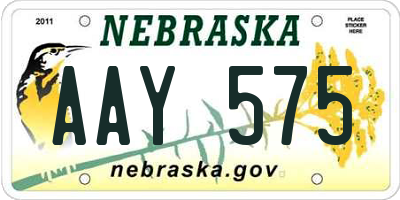 NE license plate AAY575