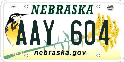 NE license plate AAY604