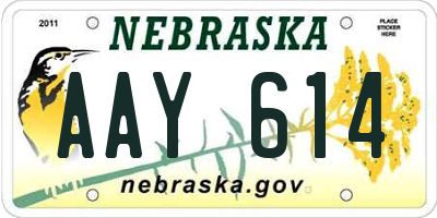 NE license plate AAY614