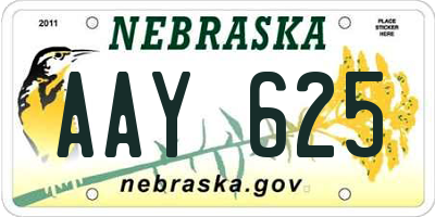 NE license plate AAY625