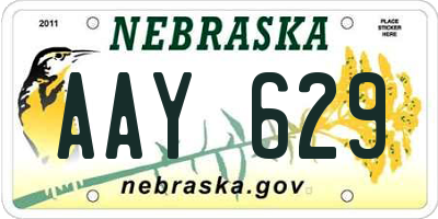 NE license plate AAY629