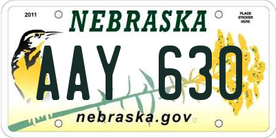 NE license plate AAY630