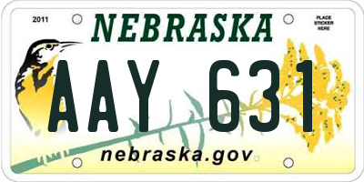 NE license plate AAY631