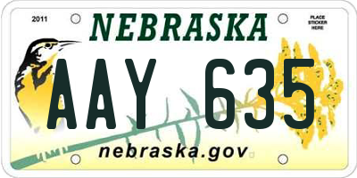 NE license plate AAY635