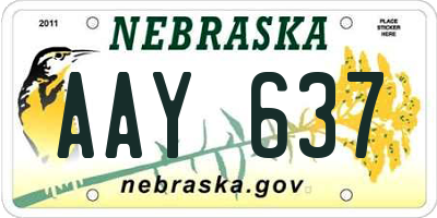 NE license plate AAY637