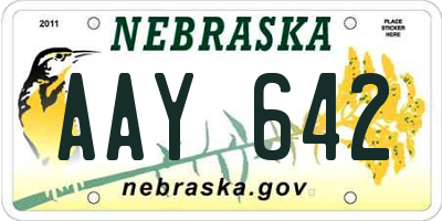 NE license plate AAY642