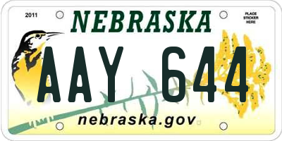 NE license plate AAY644