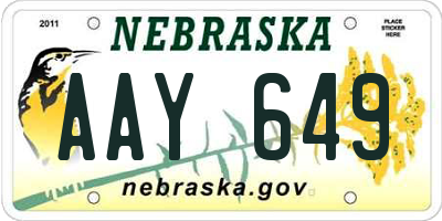 NE license plate AAY649