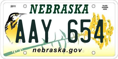 NE license plate AAY654