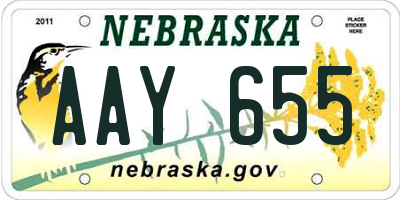 NE license plate AAY655