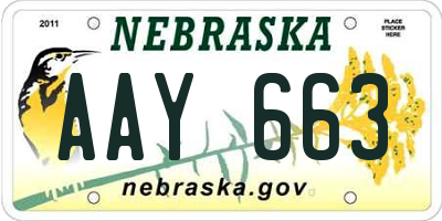 NE license plate AAY663