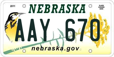 NE license plate AAY670