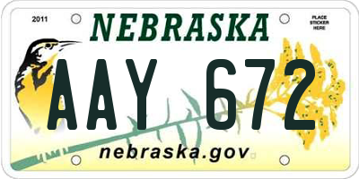 NE license plate AAY672