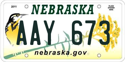 NE license plate AAY673