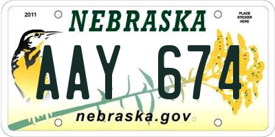 NE license plate AAY674