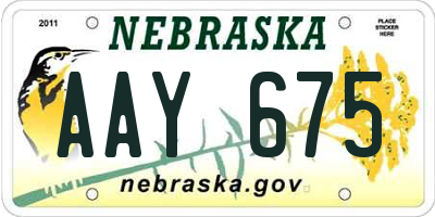 NE license plate AAY675