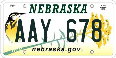 NE license plate AAY678