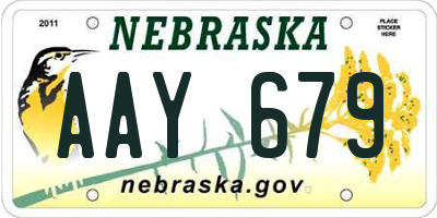 NE license plate AAY679