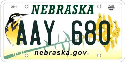 NE license plate AAY680