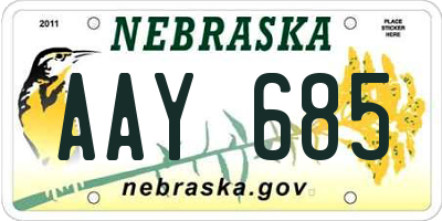 NE license plate AAY685