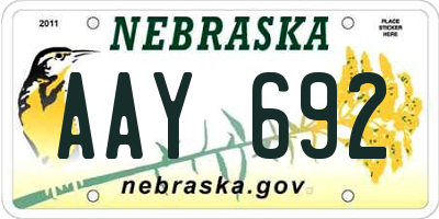 NE license plate AAY692