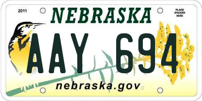 NE license plate AAY694