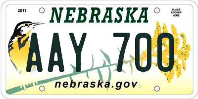 NE license plate AAY700