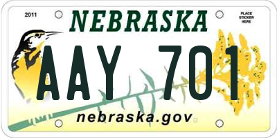 NE license plate AAY701