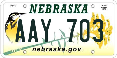 NE license plate AAY703