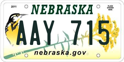 NE license plate AAY715