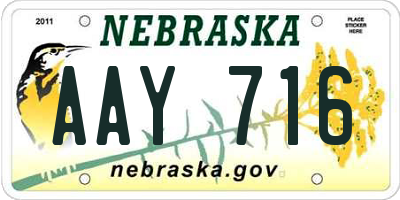 NE license plate AAY716