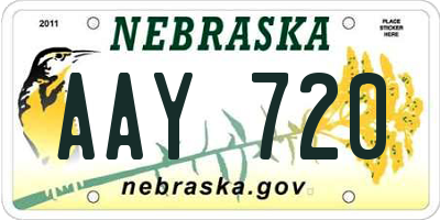 NE license plate AAY720